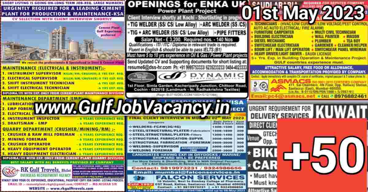 Gulf Job Vacancy Newspaper 01 May 2023