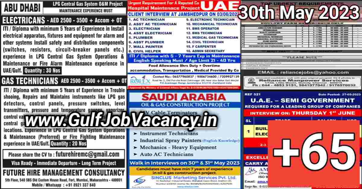 Gulf Job Vacancy Newspaper 30 May 2023