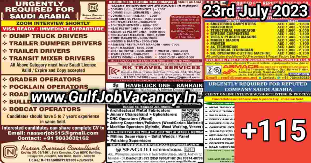 Gulf Job Vacancy Newspaper PDF 23 July 2023