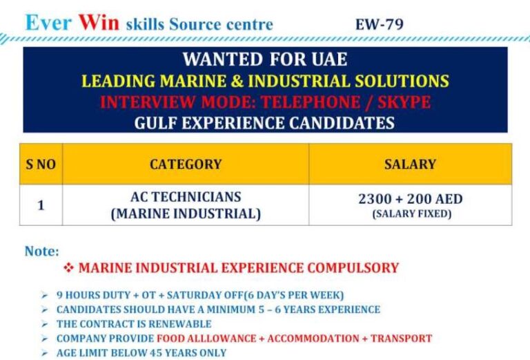 Job Requirement In UAE – For AC TECHNICIAN