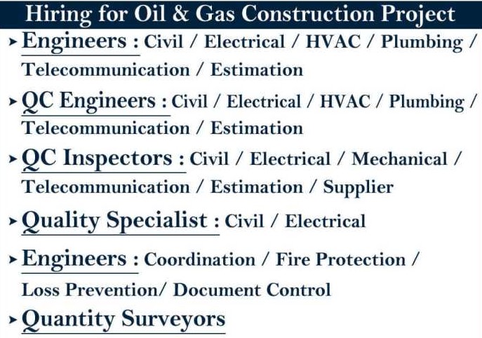 Read more about the article Jobs in saudi arabia – hiring for oil and gas construction project.