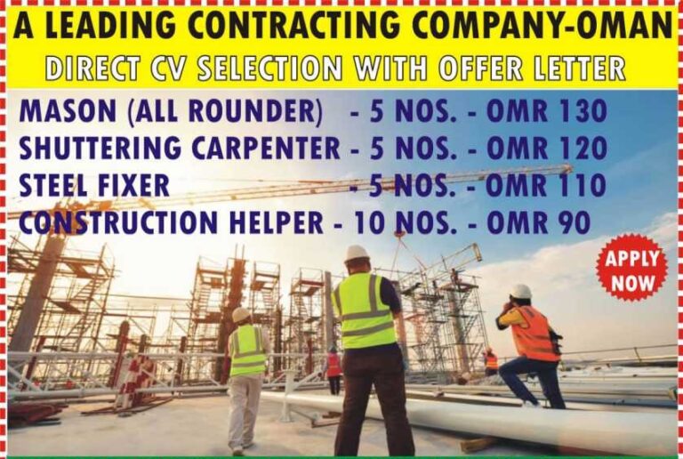 Urgent requirement in Oman – For a leading contracting company