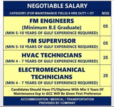 Jobs in UAE -Urgent requirement in facility management company