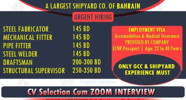 Read more about the article Gulf job Bahrain – Requirement for largest shipyard company