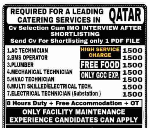 Read more about the article Qatar jobs vacancy – Required for facility maintenance work