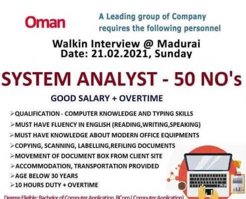 System Analyst | jobs in Oman – Required in a leading company 50+ Vacancies