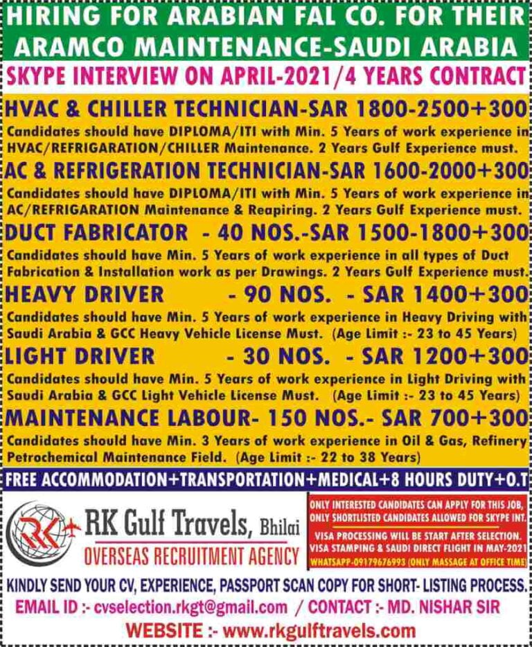ARAMCO Saudi Arabia – Hiring for Arabian FAL Co. | Gulf jobs