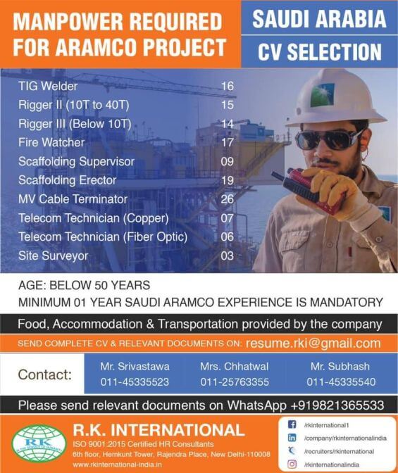 Read more about the article Jobs In Saudi Arabia – Manpower required for ARAMCO Project | Gulf Jobs