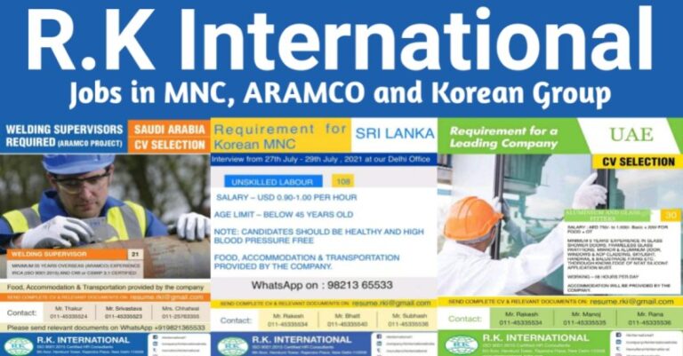 Gulf Job Interviews For Indians – R K International Overseas Vacancies