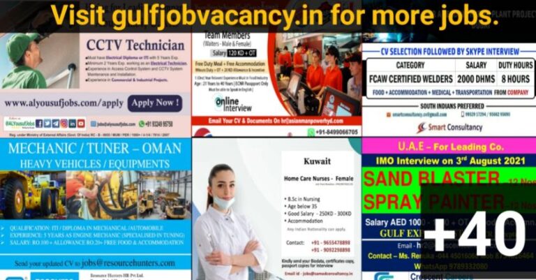 Overseas Assignment – Gulf Job Vacancy For Indians 29th July 2021