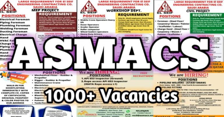 Gulfwalkin – Urgently Required For EL Seif Engineering / Pipeline Construction / Oil and Gas Shutdown Project / Shipyard Company