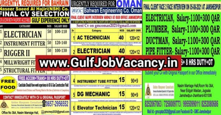 Gulf Jobs – Interviews At Jamshedpur | Jobs In Bahrain, Oman And Qatar