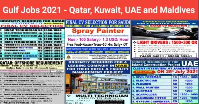 Gulf Jobs 2021 – Urgent Requirement For Fawaz Engineering And Dicotech Company