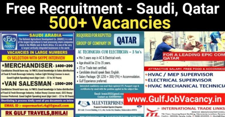 Gulf Job Vacancies – Free Recruitment For Saudi And Qatar