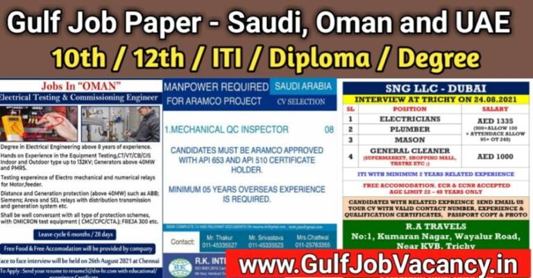 Gulf Job Paper – Vacancies For Saudi, Oman and UAE