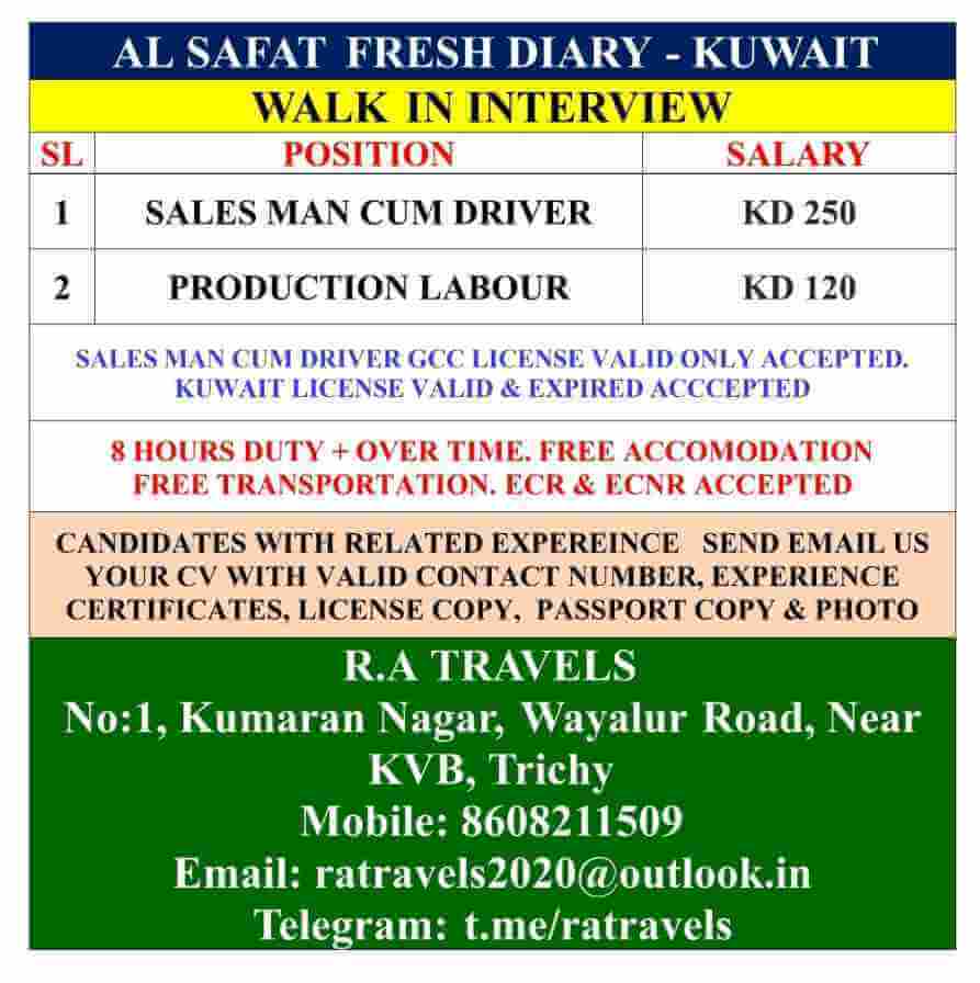 Read more about the article Gulf Job Vacancy Kuwait – AL Safat Fresh Diary