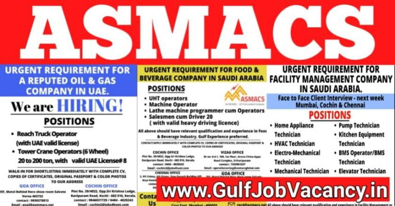 ASMACS Mumbai Interviews – Gulf Jobs