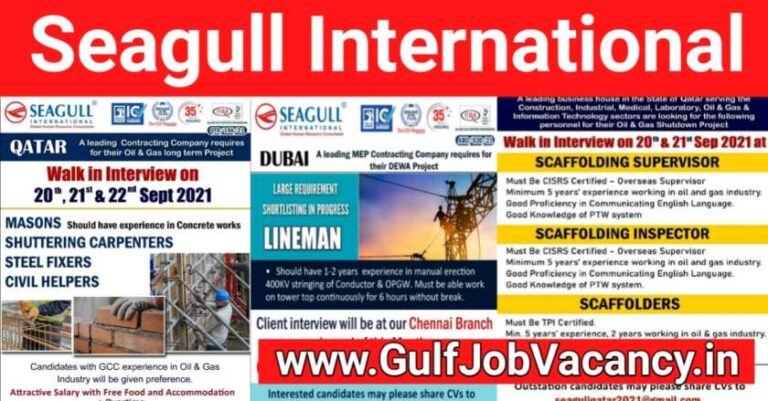 Gulf Job Vacancies – Seagull Interviews Across India