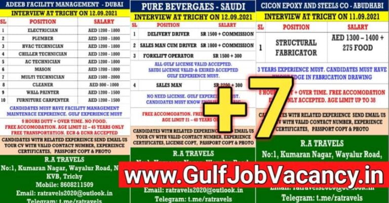 Gulf Jobs – Trichy Interview For UAE and Saudi Arabia