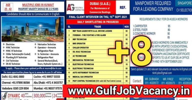 Overseas Job Vacancies – For Singapore and Gulf