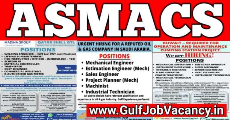 ASMACS – Mumbai Interviews For Gulf