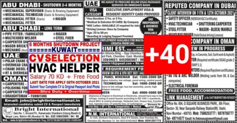 Abroad Jobs Paper Today PDF – 08 Oct 2021