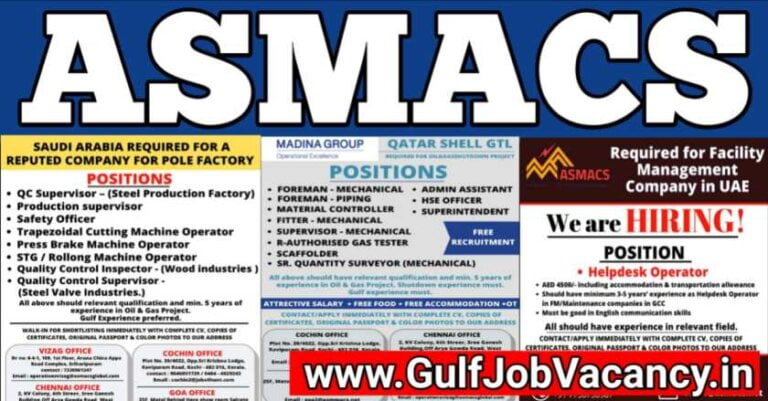 Gulf Job Vacancies – Saudi Arabia, UAE and Qatar