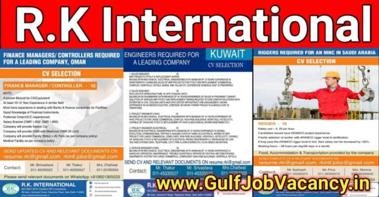 Gulf Job Vacancy –  Kuwait, Saudi & Oman | RK International