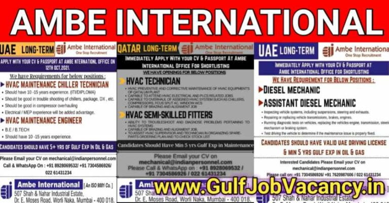 Gulfwalkin Mumbai – Vacancies For Qatar, UAE & Russia