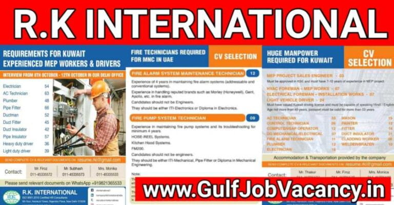 MNC Jobs – Required Saudi, UAE, Kuwait & Poland