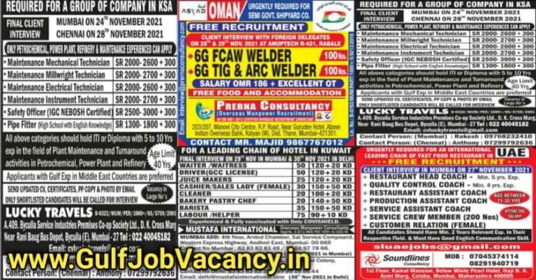 Gulf Job Paper Mumbai – Free Recruitment