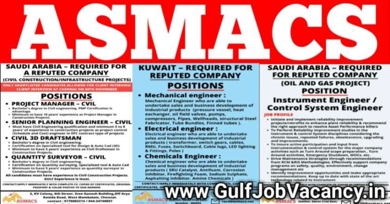 Gulf Jobs – Btech Vacancies For Kuwait, Saudi & Qatar
