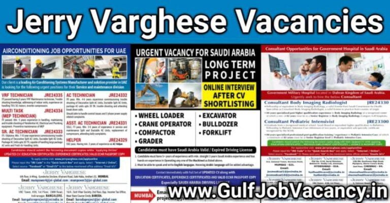 Jerry Varghese – Gulf Job Vacancies For Saudi & UAE