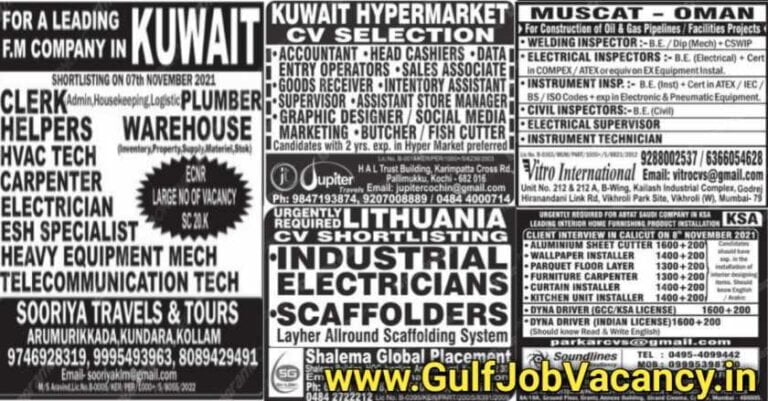 Malayala Classified Gulf Jobs Newspaper – 03 Nov 2021
