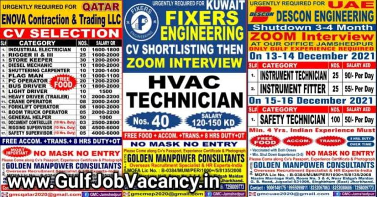 Gulf Job Interview In Jamshedpur – GMC