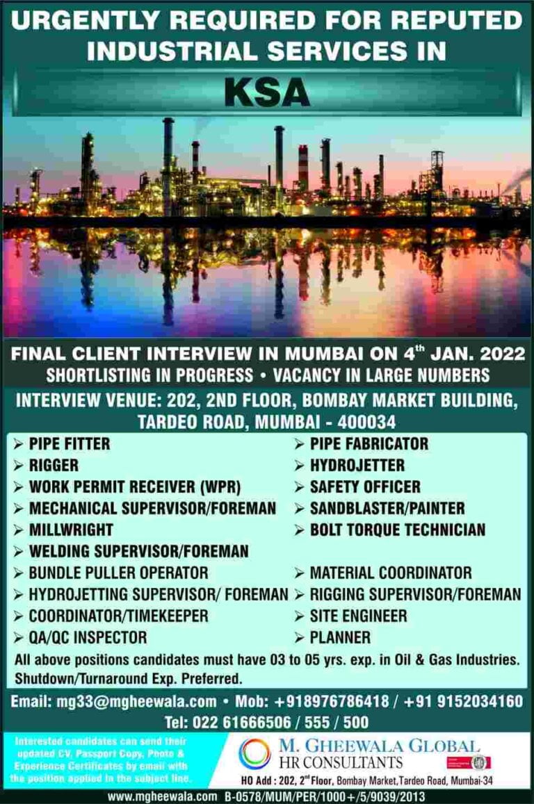 Gulf Job Interview In Mumbai – Large Vacancies