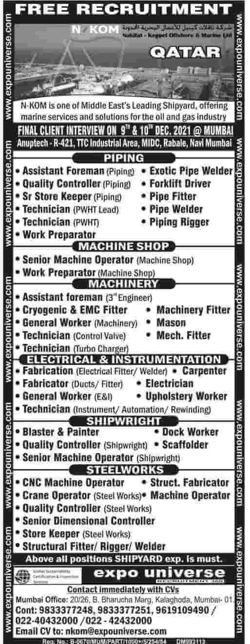 Gulf Job Mumbai Paper – Free Recruitment