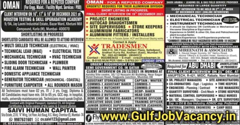 Gulf Job Paper Mumbai – Abroad Papers Jobs
