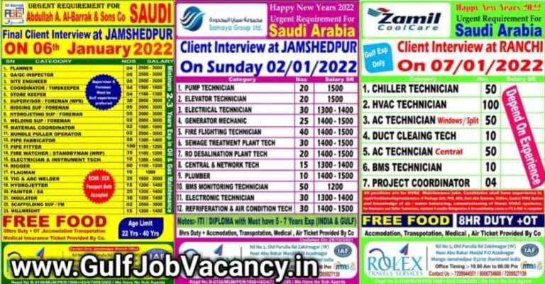 Gulf Job Vacancy 2022 – Rolex Travels Services