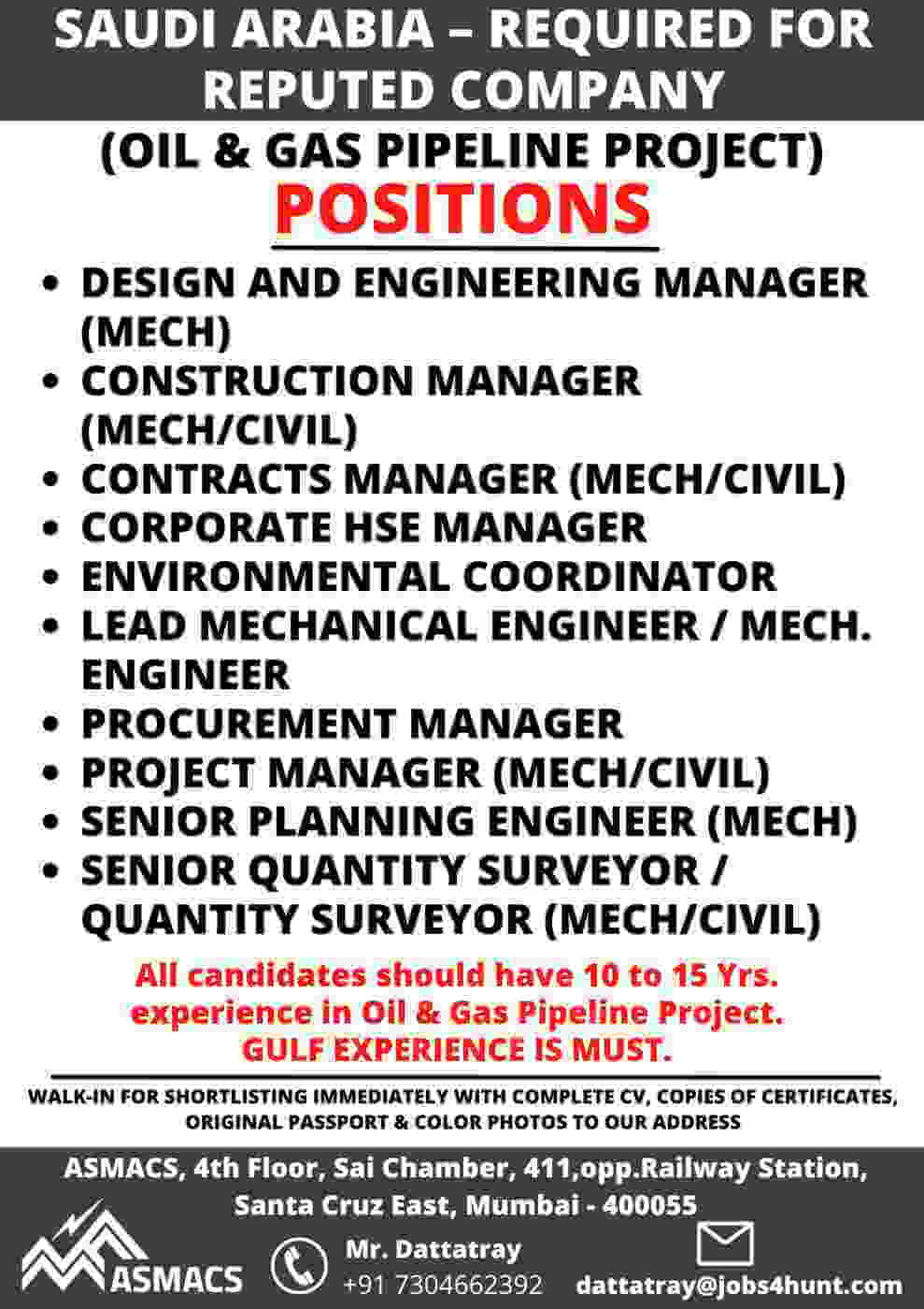 Gulf Jobs - Saudi Arabia Oil & Pipeline Projects