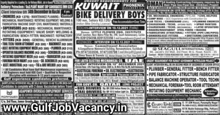 Malayala Classified Gulf Jobs Newspaper – 08 Dec 2021