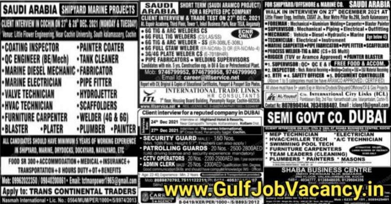 Malayala Classified Gulf Jobs Newspaper 22 December 2021