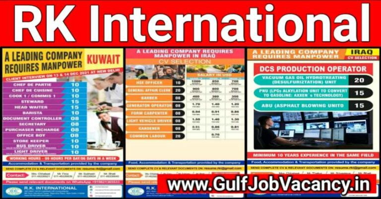 RK International – Vacancies For Kuwait And Iraq