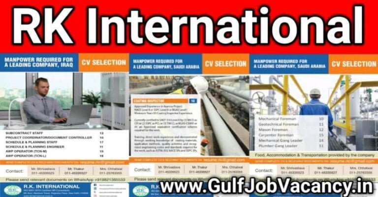 RK International – Vacancies For Saudi And Iraq