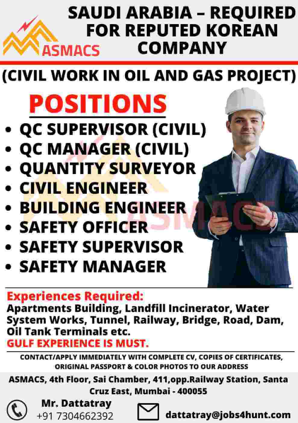 Read more about the article Saudi Arabia Jobs – Civil Work In Oil & Gas Project