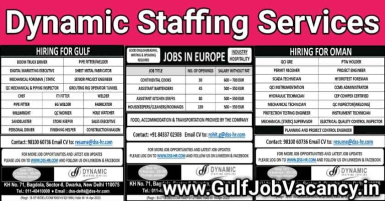 Dynamic Staffing Delhi – Interview For Europe & Gulf