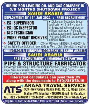 Read more about the article Free Recruitment – Mumbai Interview For Saudi