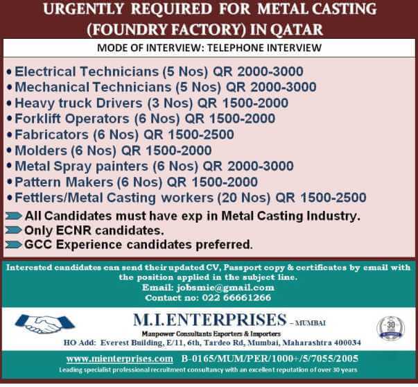 gulf-jobs-required-for-metal-casting-in-qatar