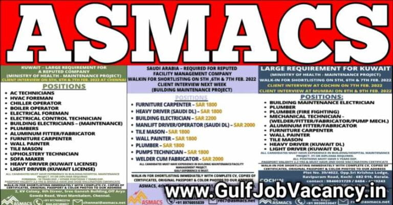 ASMACS Jobs – Mumbai Large Vacancies | 800+