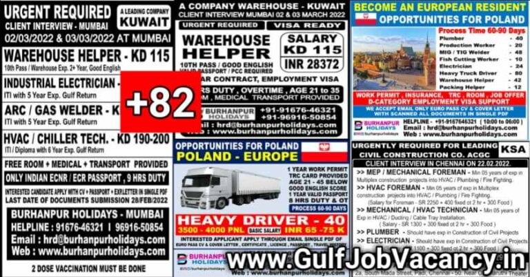 Assignment Abroad Times Jobs 20th February 2022